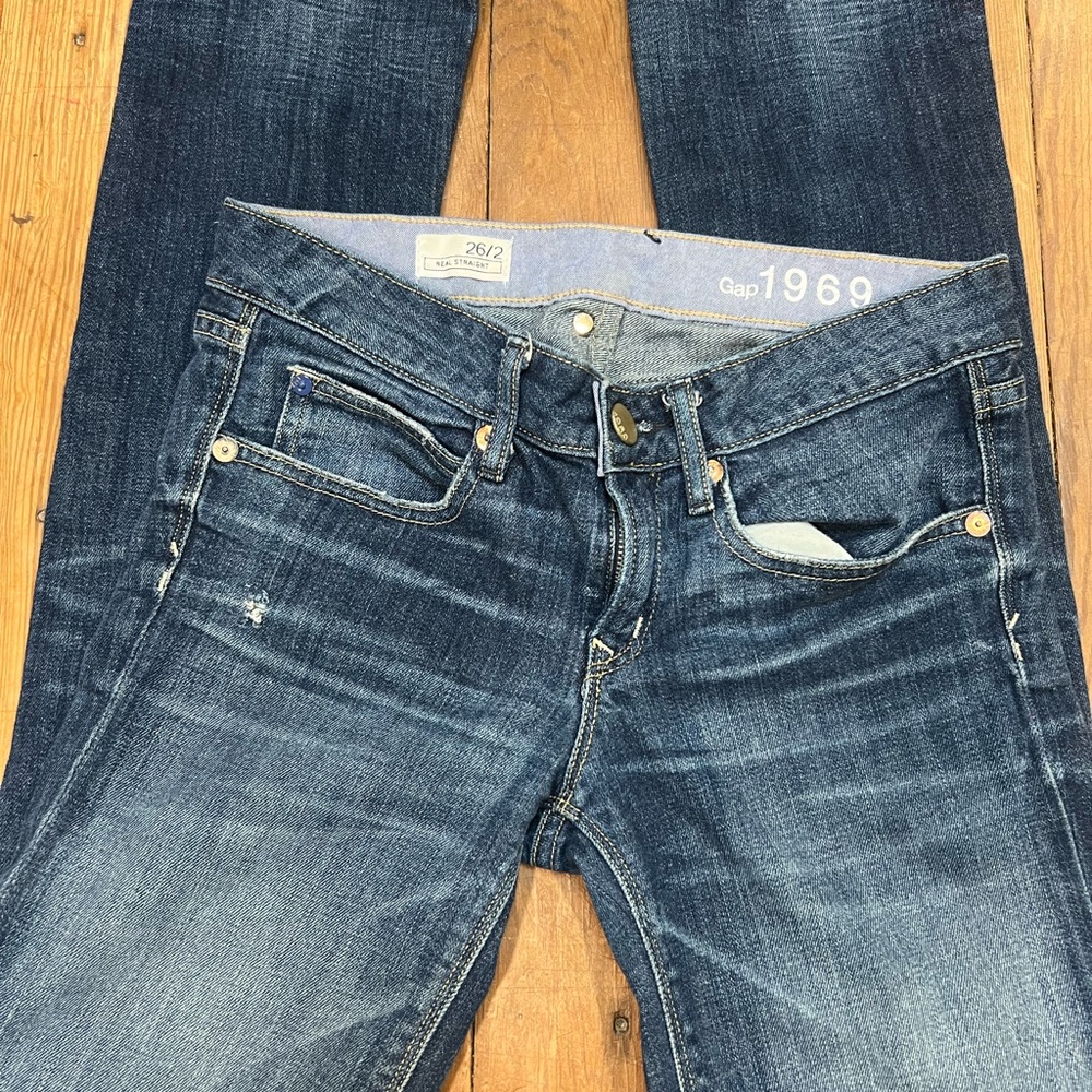 GAP 1969 Real Straight Blue Denim Jeans Sz 2